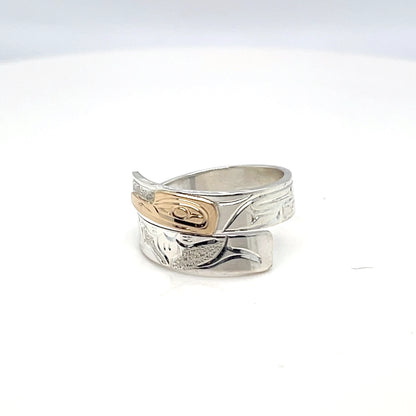 Ring - Gold and Silver - 3/16" - Wrap - Hummingbird - Size 6