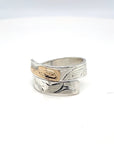 Ring - Gold and Silver - 3/16" - Wrap - Hummingbird - Size 6