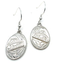 Earrings - Sterling Silver - Cast - Oval - Orca