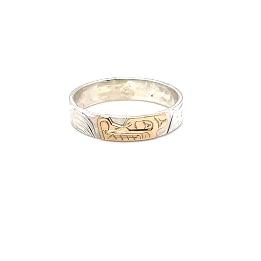 Ring - Gold and Silver - 3/16" - Wolf - Size 9.25