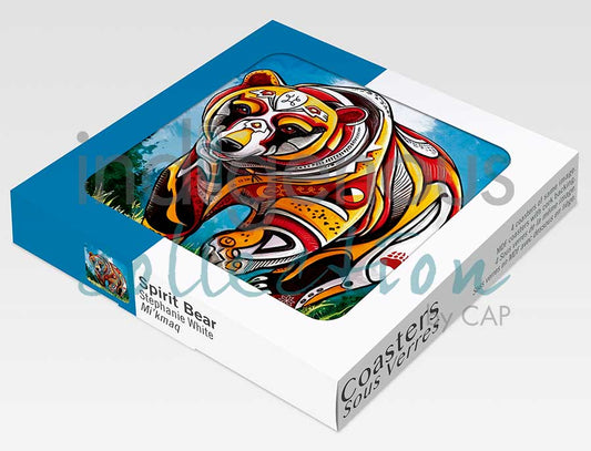 Coasters - Cork - Set of 4 - Spirit Bear