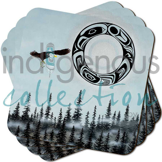 Coasters - Cork - Set of 4 - Eagle Moon