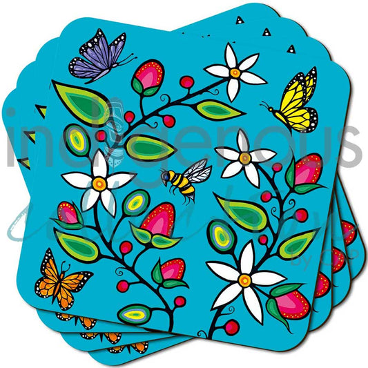 Coasters - Cork - Set of 4 - Berry Garden