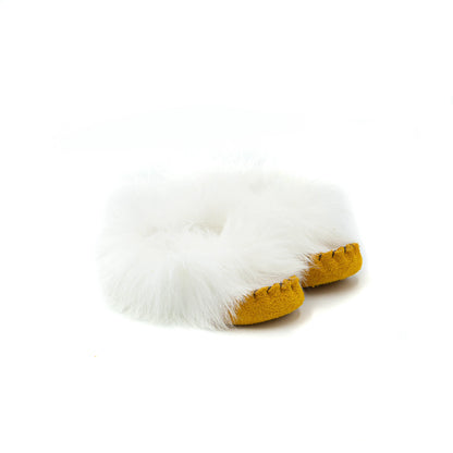 Moccasins - *Infant - Tan Suede - White Rabbit Fur