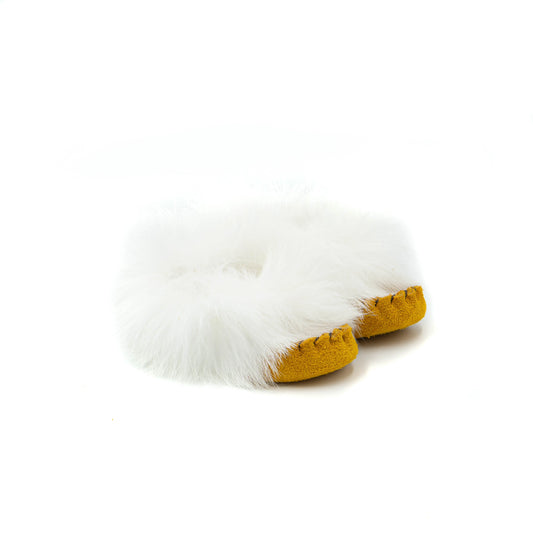 Moccasins - *Infant - Tan Suede - White Rabbit Fur
