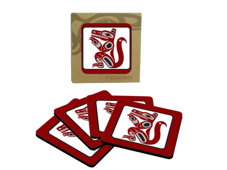 Coasters - Cork - Set of 4 - Wolf
