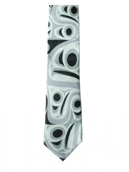 Tie - Silk - Salmon - Grey & Black