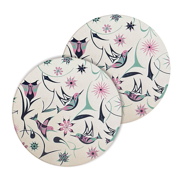 Coasters - Ceramic - Set of 2 - Hummingbirds