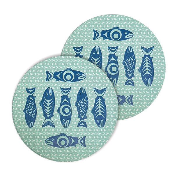 Coasters - Ceramic - Set of 2 - Salmon in the Wild