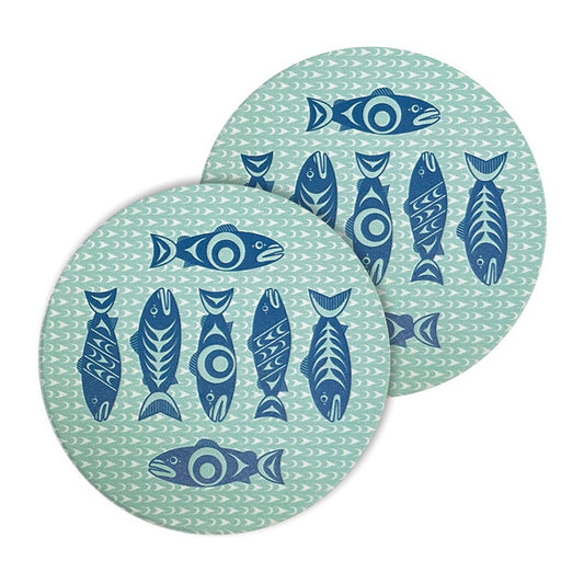 Coasters - Ceramic - Set of 2 - Salmon in the Wild