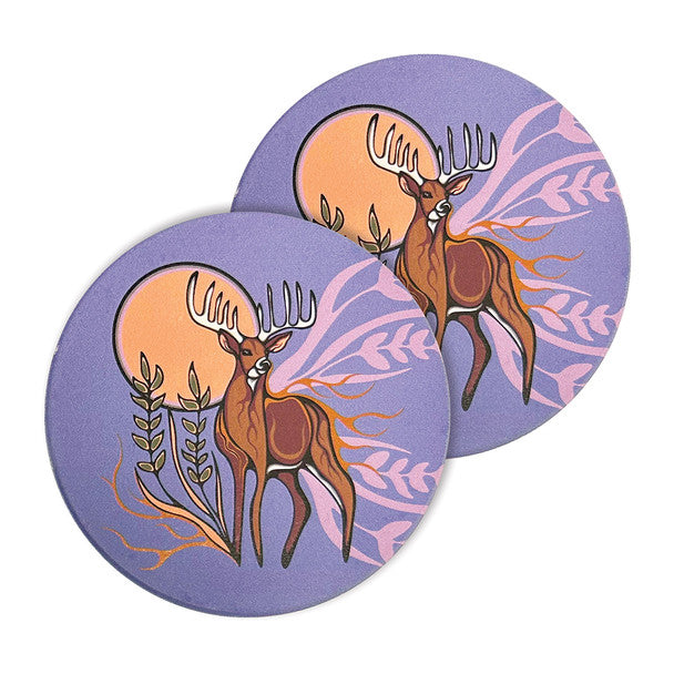 Coasters - Ceramic - Set of 2 - Deer (Waawaashkeshi)