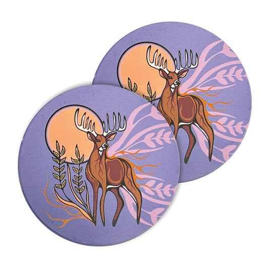Coasters - Ceramic - Set of 2 - Deer (Waawaashkeshi)