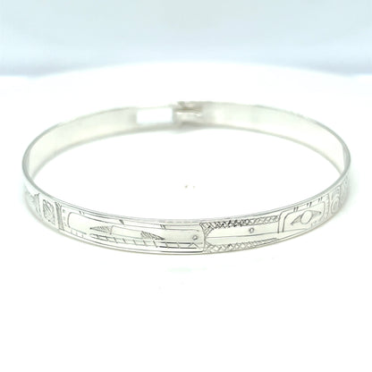 Bangle - Sterling Silver - 1/4" - Hummingbird & Orca