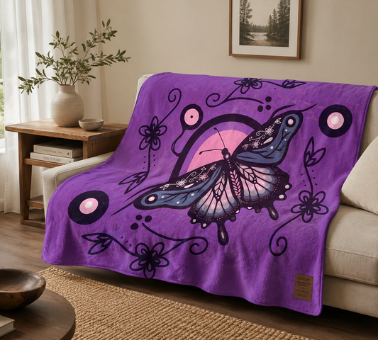 Blanket - Fleece - Sherpa - Grandmother Butterfly