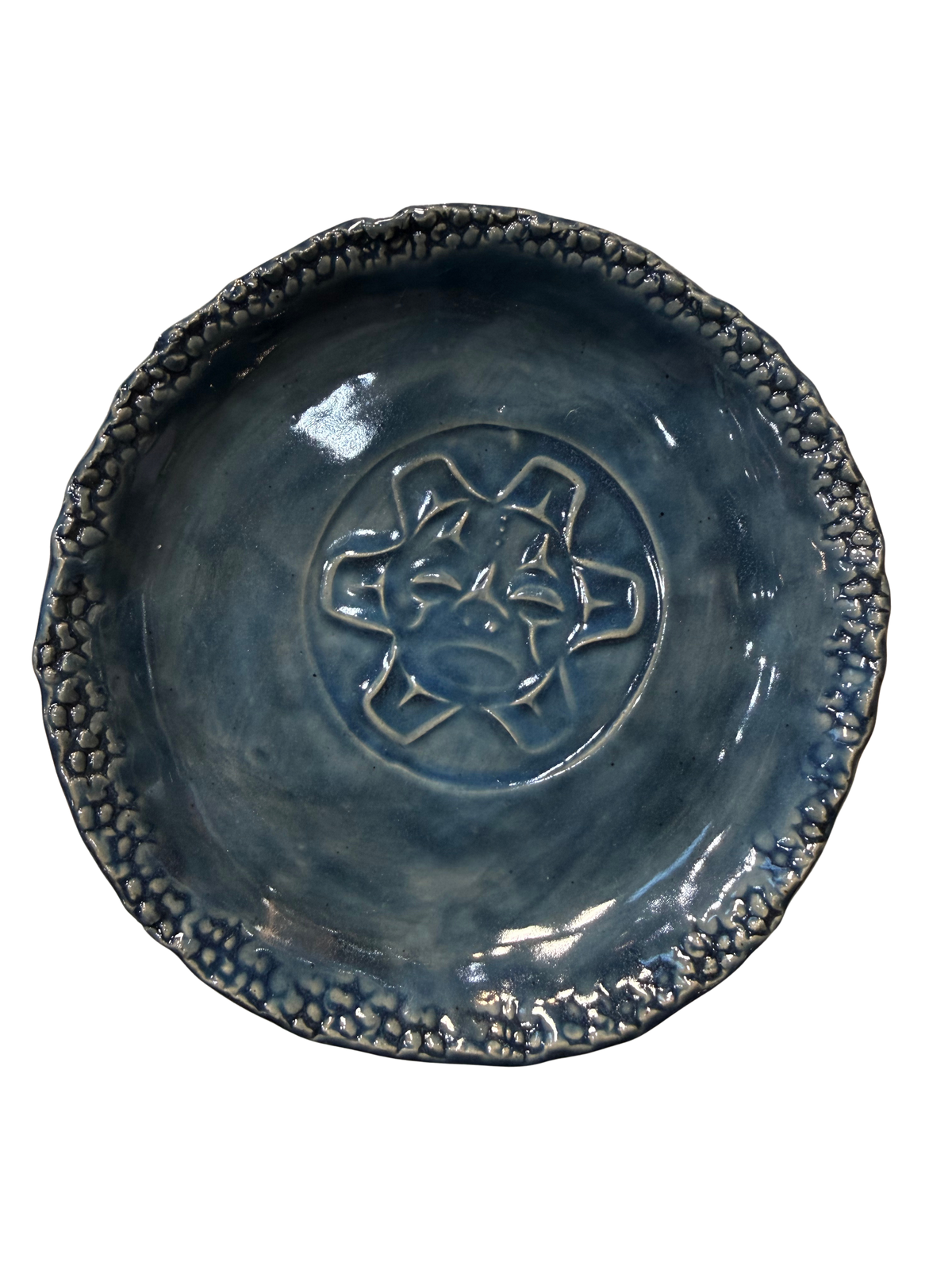 Ceramic Dish - Footed - Trinket - Large - Sun - Navy