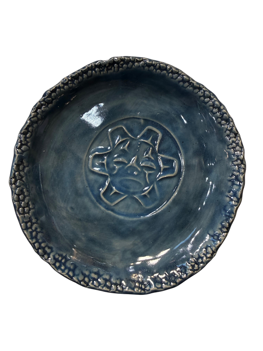 Ceramic Dish - Footed - Trinket - Large - Sun - Navy