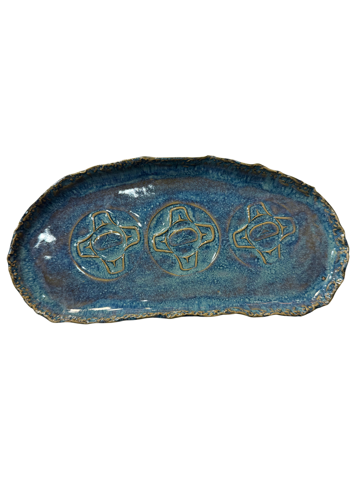Ceramic Dish - Ovoid - Sun - Blue