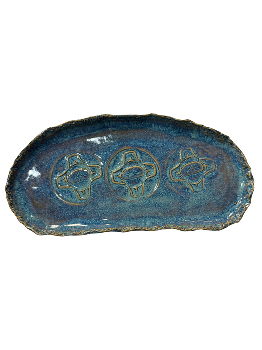 Ceramic Dish - Ovoid - Sun - Blue