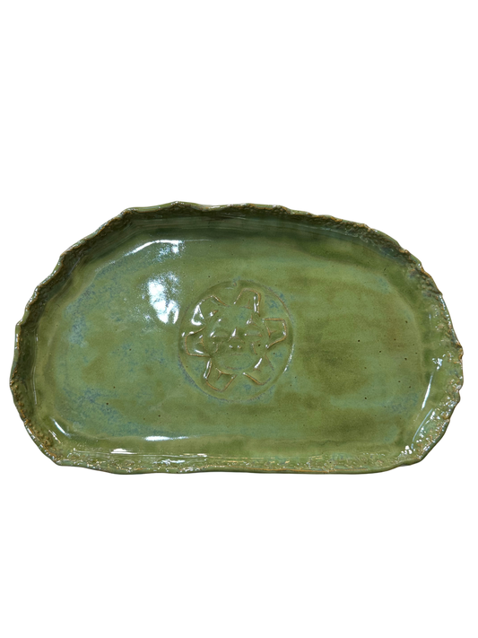 Ceramic Dish - Ovoid - Sun - Green