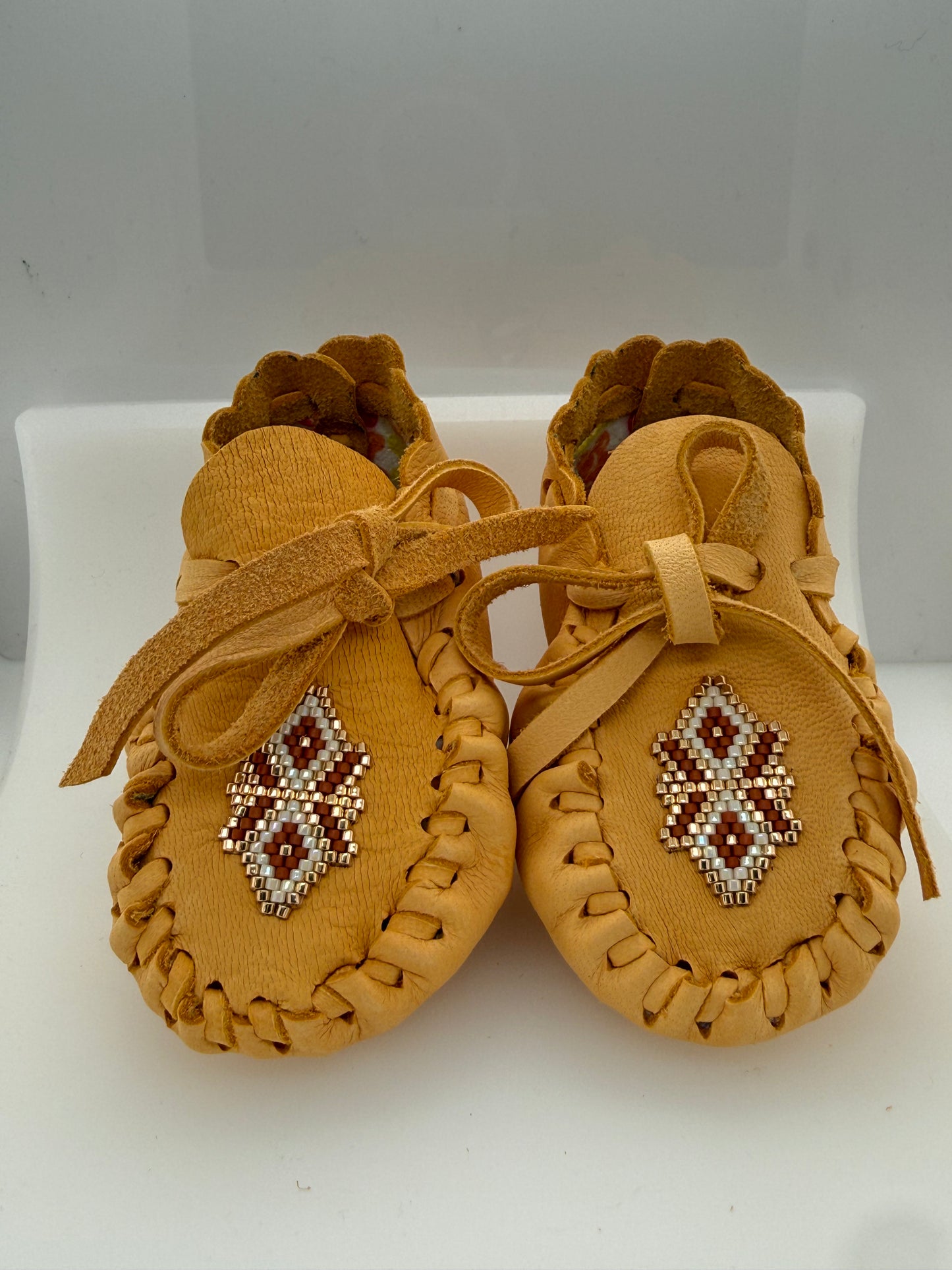 Moccasins - Infant - Deerskin - Geometric - Brown