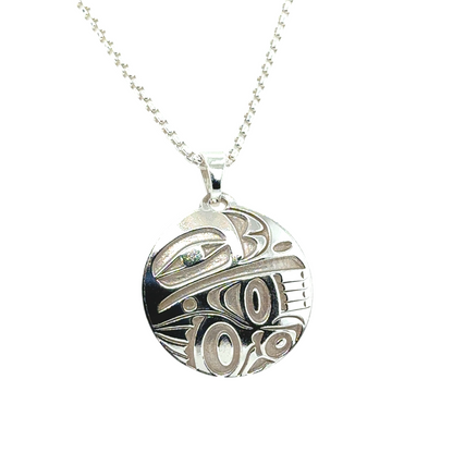 Pendant - Sterling Silver - Round - Raven - Small - 20mm