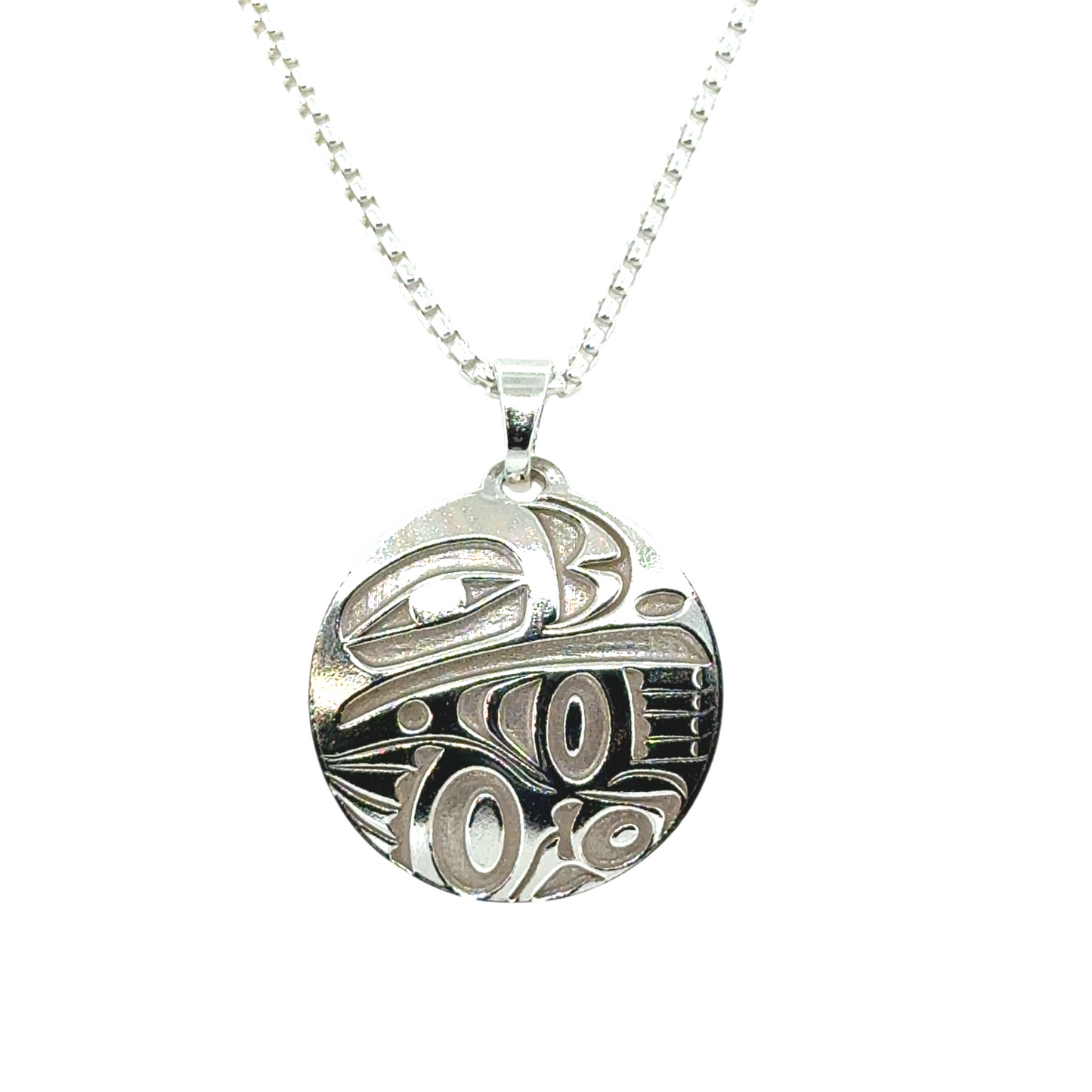 Pendant - Sterling Silver - Round - Raven - Small - 20mm