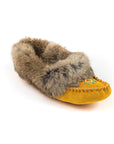 Moccasins - Ladies' - Tan Suede -  Brown Rabbit Fur - TÄNIONNIENHA’