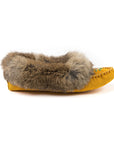 Moccasins - Ladies' - Tan Suede -  Brown Rabbit Fur - TÄNIONNIENHA’