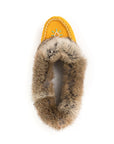 Moccasins - Ladies' - Tan Suede -  Brown Rabbit Fur - TÄNIONNIENHA’