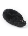 Moccasins - Ladies' - Black Suede - Black Rabbit Fur - TÄNIONNIENHA’