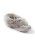 Moccasins - Ladies' - Grey Suede - Grey Rabbit Fur - TÄNIONNIENHA’