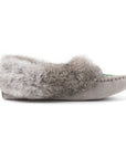 Moccasins - Ladies' - Grey Suede - Grey Rabbit Fur - TÄNIONNIENHA’