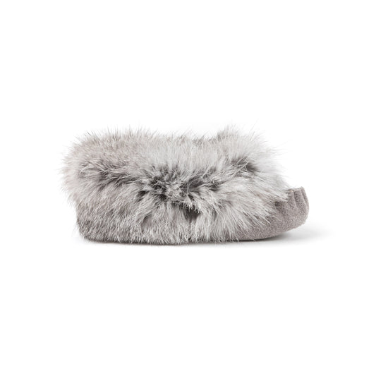 Moccasins - Infant - Grey Suede - Grey Rabbit Fur - YARËNDA'