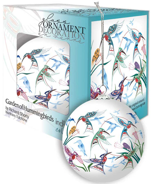 Ornament - Glass - Garden of Hummingbirds