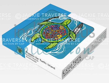 Coasters - Cork - Set of 4 - Prayers for Turtle Island