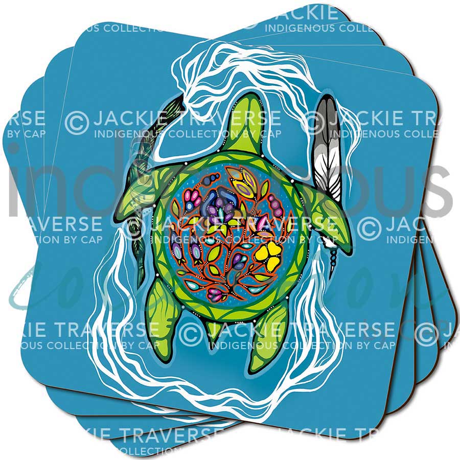 Coasters - Cork - Set of 4 - Prayers for Turtle Island