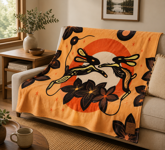 Blanket - Fleece - Sherpa - Harvest Moon Rabbits