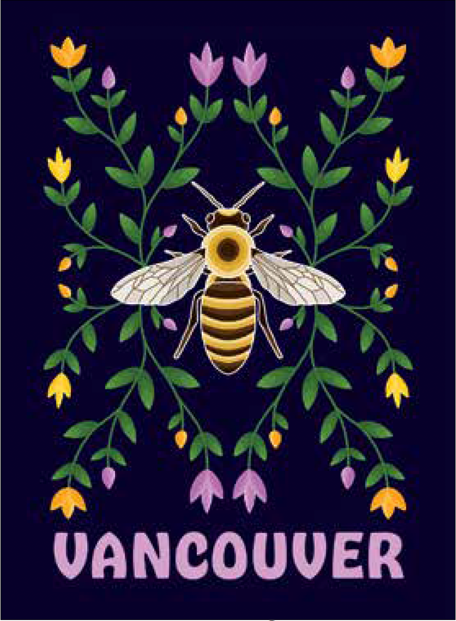 Magnet - Honey Bee and Ojibwe Floral - Vancouver