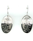 Earrings - Sterling Silver - Oval - Wolf