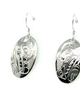 Earrings - Sterling Silver - Oval - Wolf