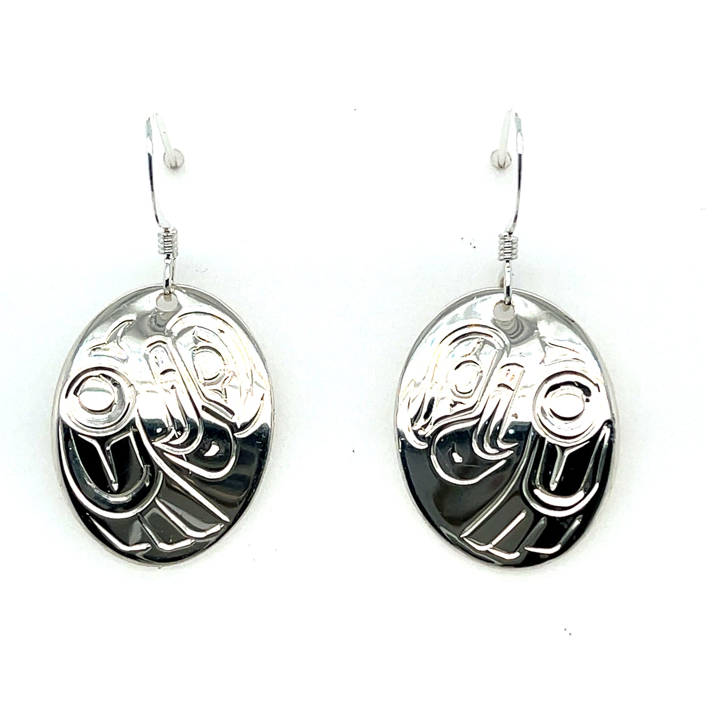 Earrings - Sterling Silver - Oval - Eagle