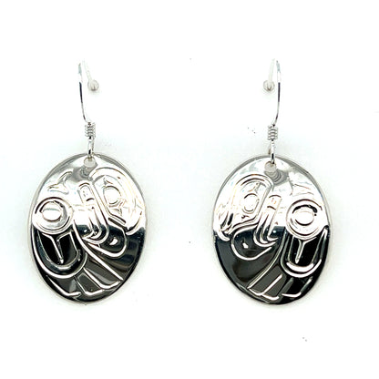 Earrings - Sterling Silver - Oval - Eagle