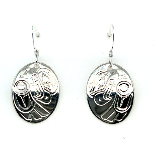 Earrings - Sterling Silver - Oval - Eagle