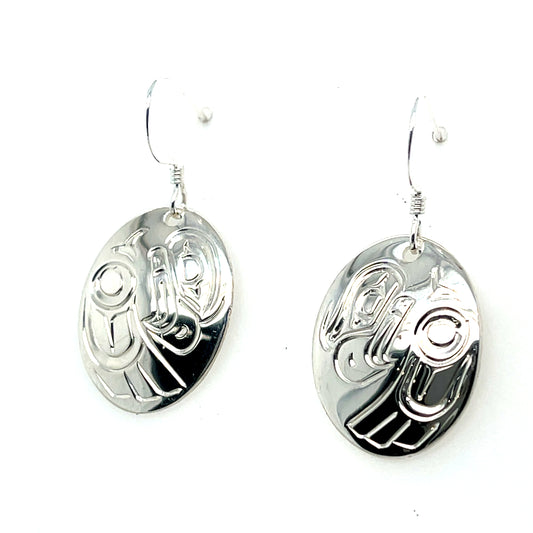 Earrings - Sterling Silver - Oval - Eagle