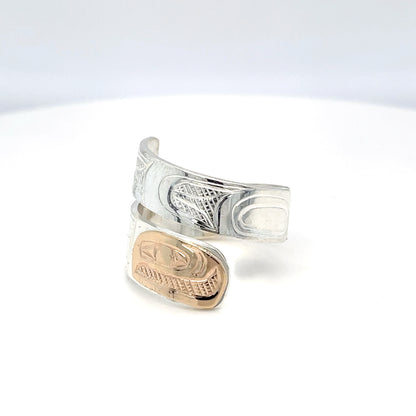 Ring - Gold & Silver - Wrap - Salmon - size 8.5
