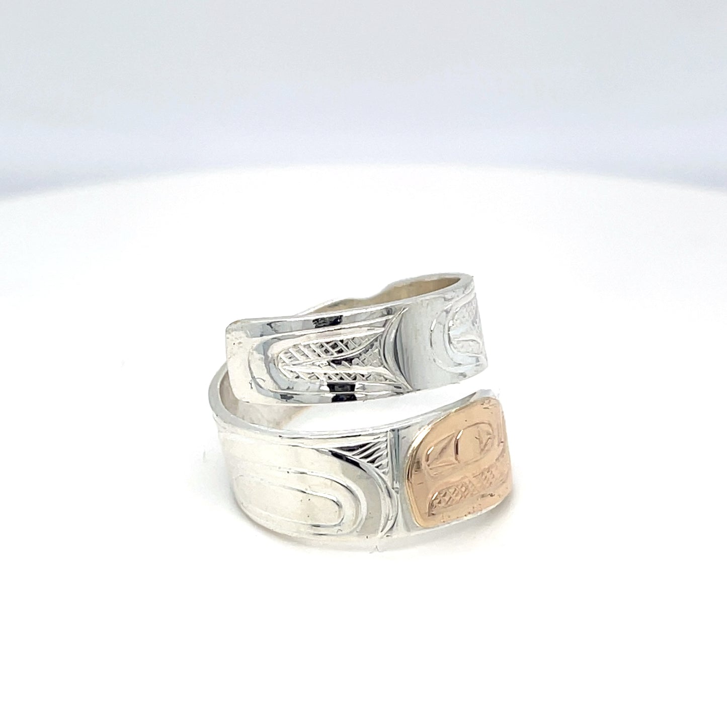 Ring - Gold & Silver - Wrap - Salmon - size 8.5