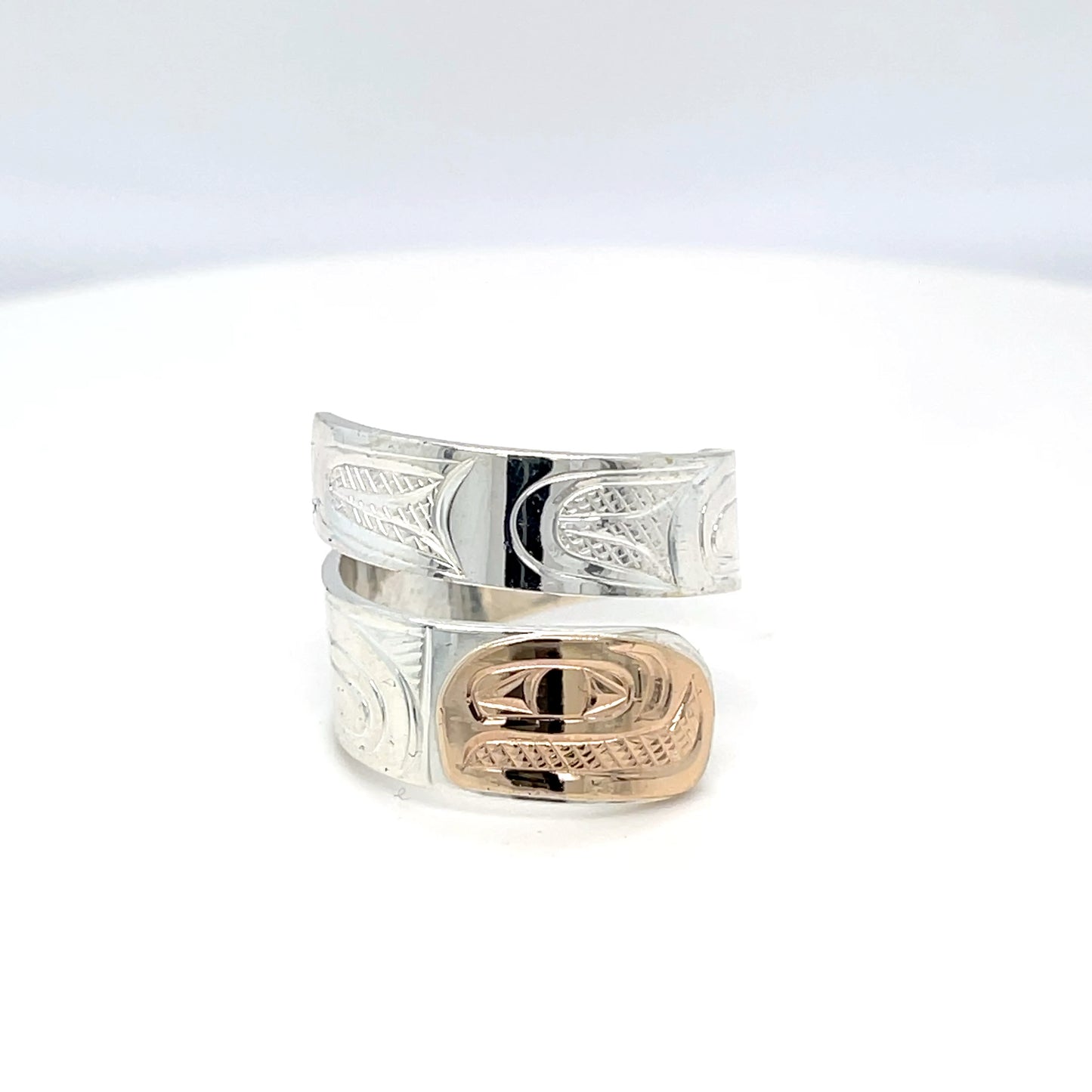 Ring - Gold & Silver - Wrap - Salmon - size 8.5