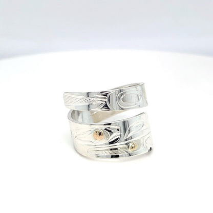 Ring - Gold & Silver - Wrap - Raven - Size 7.5