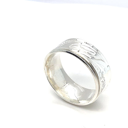 Ring - Silver - Raven - 2 Layer Band - Size 10