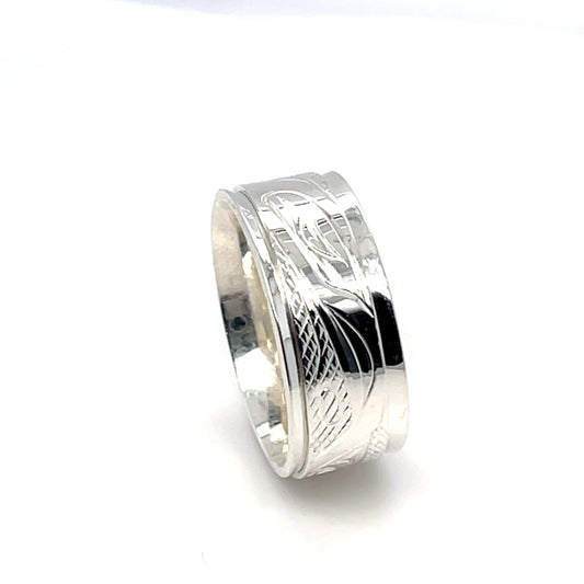 Ring - Silver - Raven - 2 Layer Band - Size 10